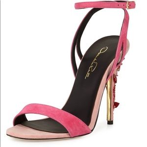 Oscar de la Renta pink suede emblshd heels SZ 37.5